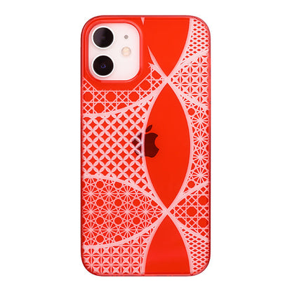 【Web限定】Air Jacket “kiriko” for iPhone12 mini 千代柄・七宝 (紅)