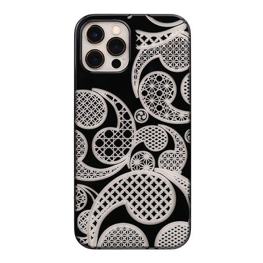 【Web限定】Air Jacket “kiriko” for iPhone12 / iPhone12 Pro 三つ巴 (ピアノブラック)