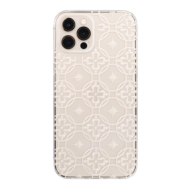 【Web限定】Air Jacket “kiriko” for iPhone12 / iPhone12 Pro 七宝に花十字 (クリア)