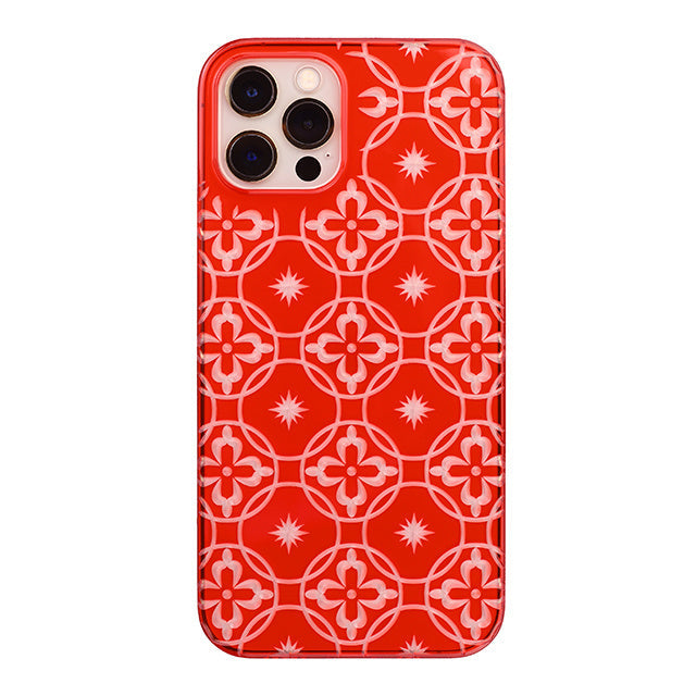 【Web限定】Air Jacket “kiriko” for iPhone12 / iPhone12 Pro 七宝に花十字 (紅)