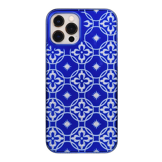 【Web限定】Air Jacket “kiriko” for iPhone12 / iPhone12 Pro 七宝に花十字 (瑠璃)