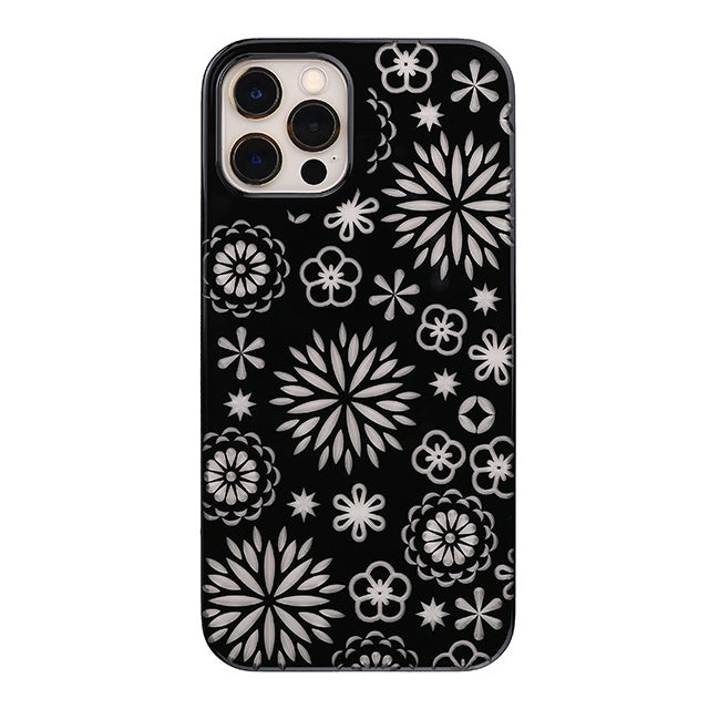 【Web限定】Air Jacket “kiriko” for iPhone12 / iPhone12 Pro 花 (ピアノブラック)