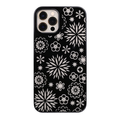 【Web限定】Air Jacket “kiriko” for iPhone12 / iPhone12 Pro 花 (ピアノブラック)