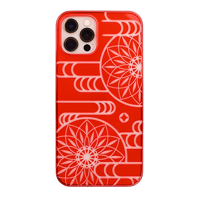 【Web限定】Air Jacket “kiriko” for iPhone12 / iPhone12 Pro エ霞に鞠 (紅)