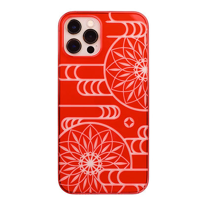 【Web限定】Air Jacket “kiriko” for iPhone12 / iPhone12 Pro エ霞に鞠 (紅)