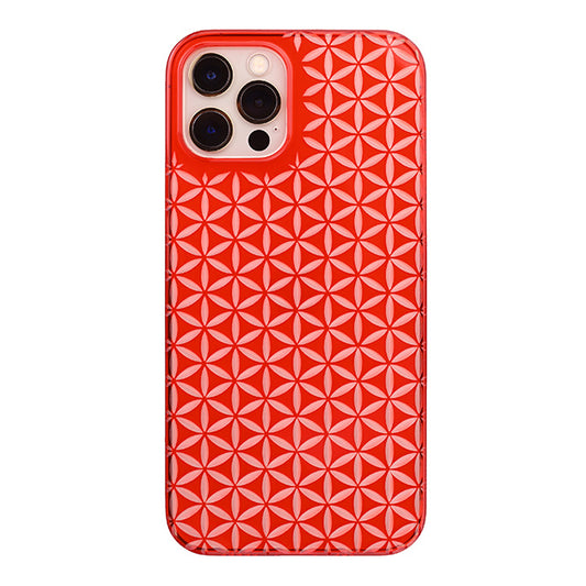 【Web限定】Air Jacket “kiriko” for iPhone12 / iPhone12 Pro 麻の葉つなぎ (紅)