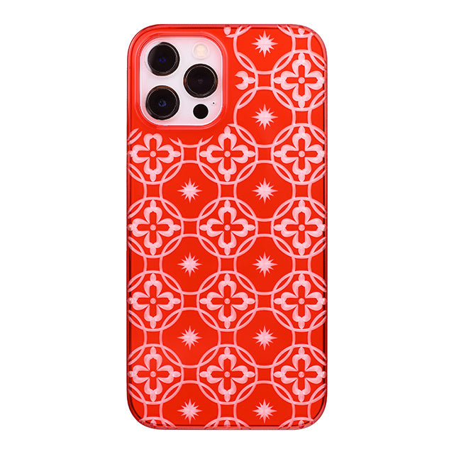 【Web限定】Air Jacket “kiriko” for iPhone12 Pro Max 七宝に花十字 (紅)