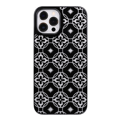 【Web限定】Air Jacket “kiriko” for iPhone12 Pro Max 七宝に花十字 (ピアノブラック)