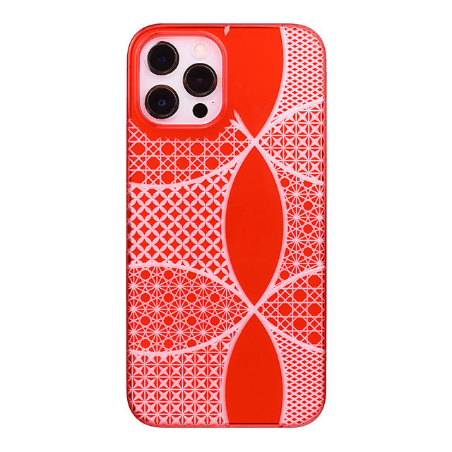 【Web限定】Air Jacket “kiriko” for iPhone12 Pro Max 千代柄・七宝 (紅)