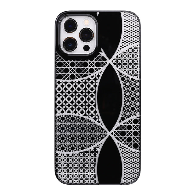 【Web限定】Air Jacket “kiriko” for iPhone12 Pro Max 千代柄・七宝 (ピアノブラック)