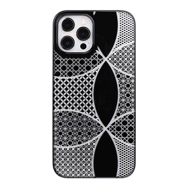 【Web限定】Air Jacket “kiriko” for iPhone12 Pro Max 千代柄・七宝 (ピアノブラック)