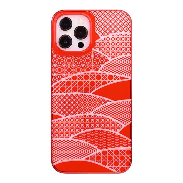 【Web限定】Air Jacket “kiriko” for iPhone12 Pro Max 千代柄・扇 (紅)