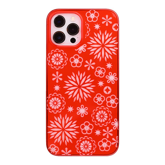 【Web限定】Air Jacket “kiriko” for iPhone12 Pro Max 花 (紅)