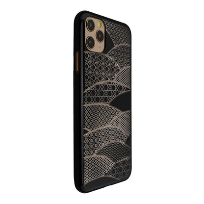 【Web限定】Air Jacket “kiriko” for iPhone11 Pro Max 千代柄(扇) (ピアノブラック)