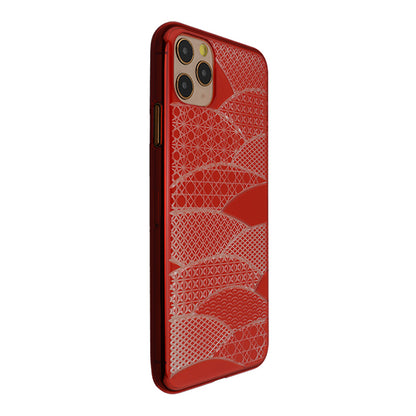 【Web限定】Air Jacket “kiriko” for iPhone11 Pro Max 千代柄(扇) (紅)