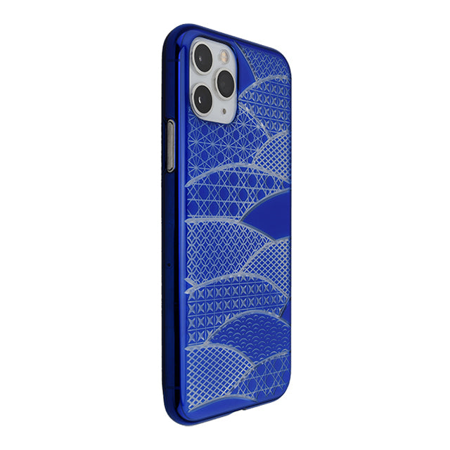 【Web限定】Air Jacket “kiriko” for iPhone11 Pro 千代柄(扇) (瑠璃)