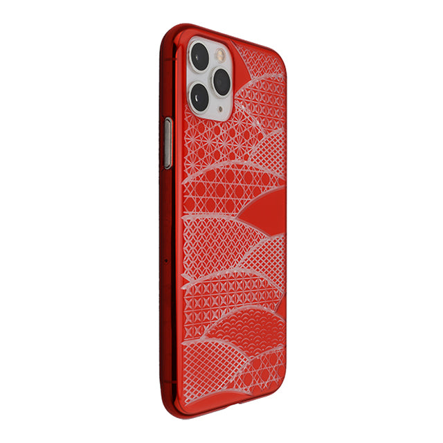 【Web限定】Air Jacket “kiriko” for iPhone11 Pro 千代柄(扇) (紅)