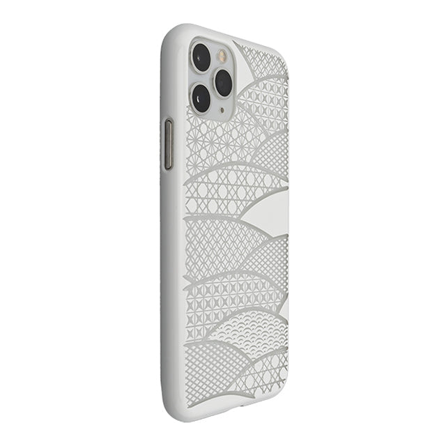 【Web限定】Air Jacket “kiriko” for iPhone11 Pro 千代柄(扇) (ピュアホワイト)