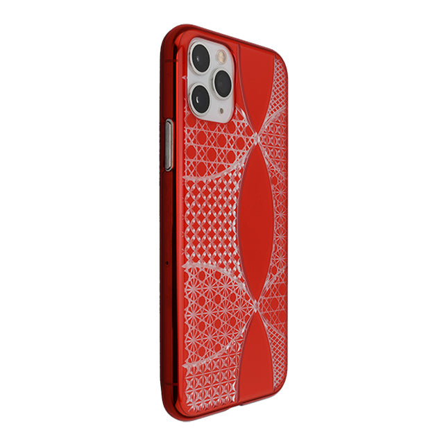 【Web限定】Air Jacket “kiriko” for iPhone11 Pro 千代柄(七宝) (紅)