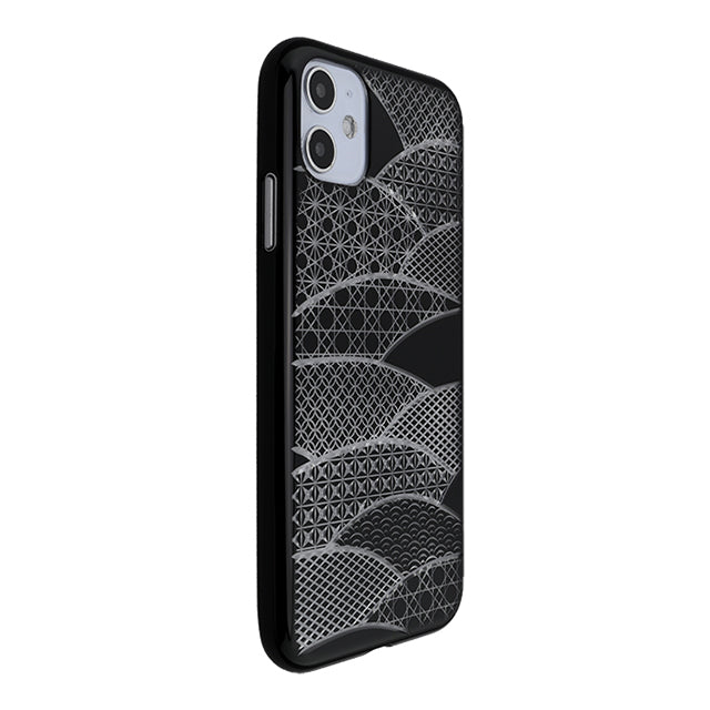 【Web限定】Air Jacket “kiriko” for iPhone11 千代柄(扇) (ピアノブラック)