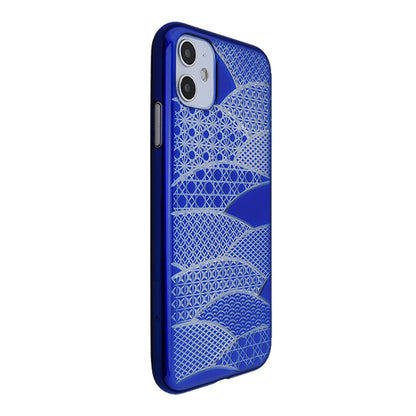 【Web限定】Air Jacket “kiriko” for iPhone11 千代柄(扇) (瑠璃)