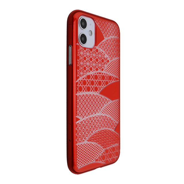 【Web限定】Air Jacket “kiriko” for iPhone11 千代柄(扇) (紅)