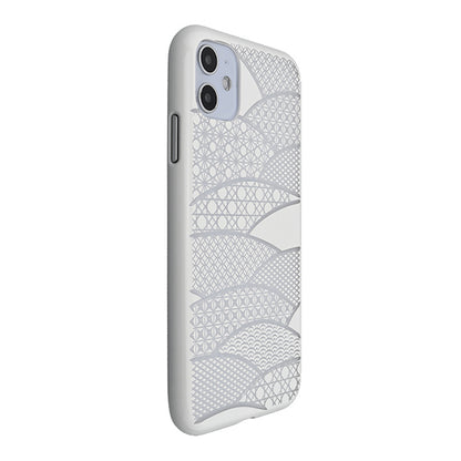 【Web限定】Air Jacket “kiriko” for iPhone11 千代柄(扇) (ピュアホワイト)