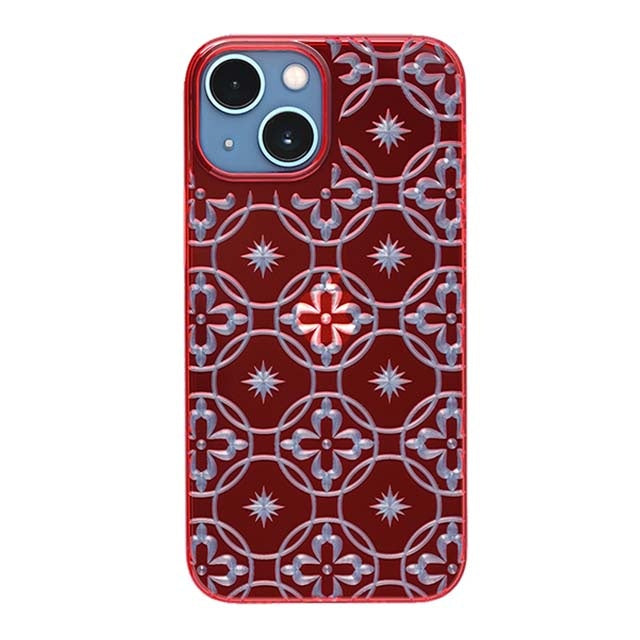 【Web限定】Air Jacket "kiriko" for iPhone 13 mini 七宝に花十字 (紅)