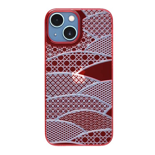 【Web限定】Air Jacket "kiriko" for iPhone 13 mini 千代柄（扇） (紅)