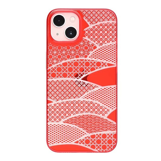 【Web限定】Air Jacket "kiriko" for iPhone 13 千代柄（扇） (紅)