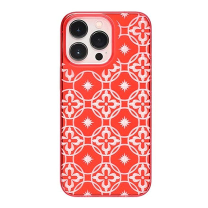 【Web限定】Air Jacket "kiriko" for iPhone 13 Pro 七宝に花十字 (紅)