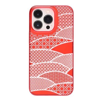 【Web限定】Air Jacket "kiriko" for iPhone 13 Pro 千代柄（扇） (紅)