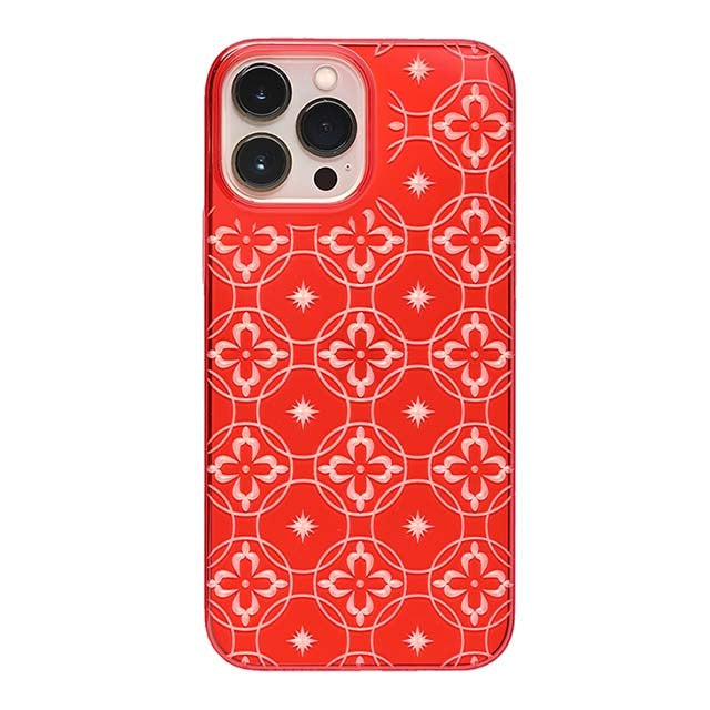 【Web限定】Air Jacket "kiriko" for iPhone 13 Pro Max 七宝に花十字 (紅)