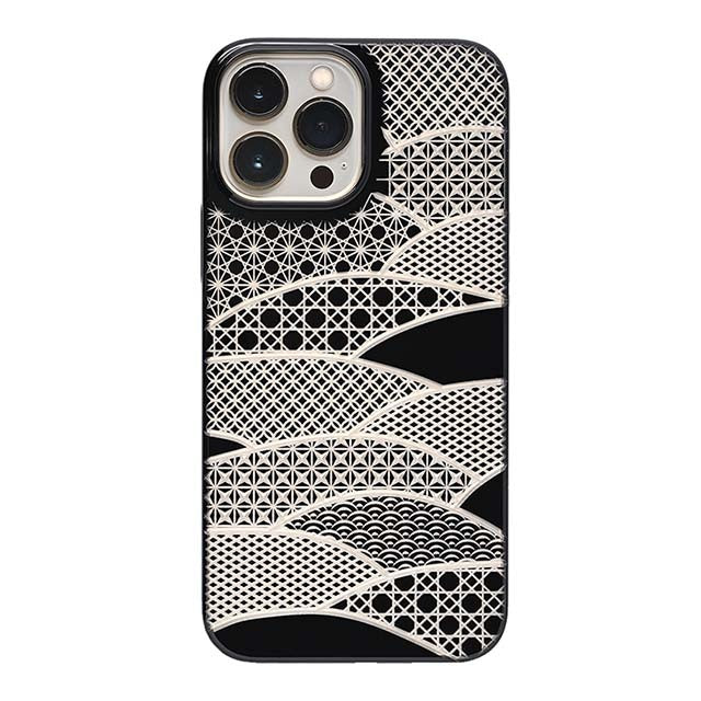 【Web限定】Air Jacket "kiriko" for iPhone 13 Pro Max 千代柄（扇） (ピアノブラック)