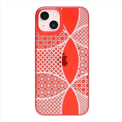 【Web限定】Air Jacket "kiriko" for iPhone 14 千代柄（七宝）(紅)