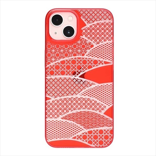 【Web限定】Air Jacket "kiriko" for iPhone 14 千代柄（扇）(紅)