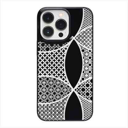 【Web限定】Air Jacket "kiriko" for iPhone 14 Pro 千代柄（七宝）(ピアノブラック)