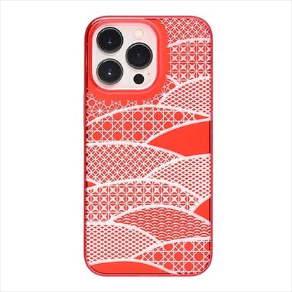 【Web限定】Air Jacket "kiriko" for iPhone 14 Pro 千代柄（扇）(紅)