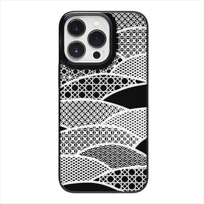 【Web限定】Air Jacket "kiriko" for iPhone 14 Pro 千代柄（扇）(ピアノブラック)