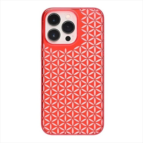 【Web限定】Air Jacket "kiriko" for iPhone 14 Pro 麻の葉つなぎ(紅)