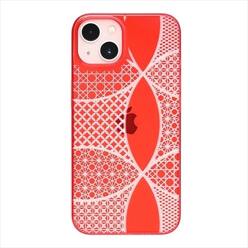 【Web限定】Air Jacket "kiriko" for iPhone 14 Plus 千代柄（七宝）(紅)