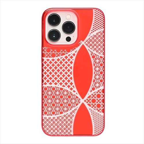 【Web限定】Air Jacket "kiriko" for iPhone 15 Pro 千代柄（七宝）(紅)