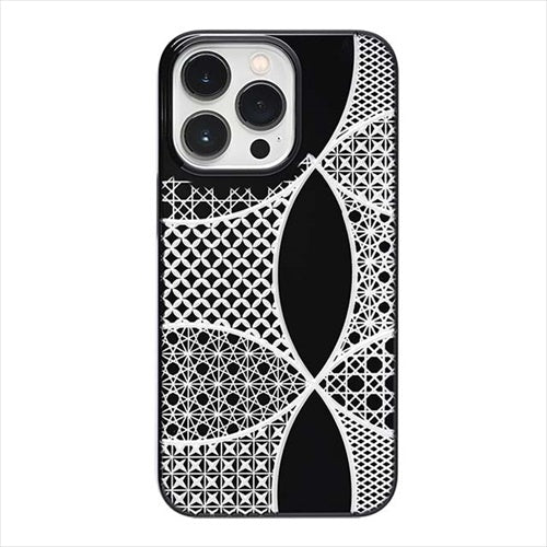 【Web限定】Air Jacket "kiriko" for iPhone 15 Pro 千代柄（七宝）(ピアノブラック)