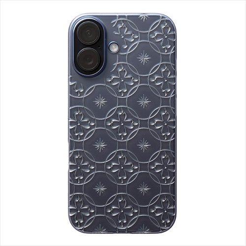 【Web限定】Air Jacket "kiriko" for iPhone 16 七宝に花十字(クリアネイビー)