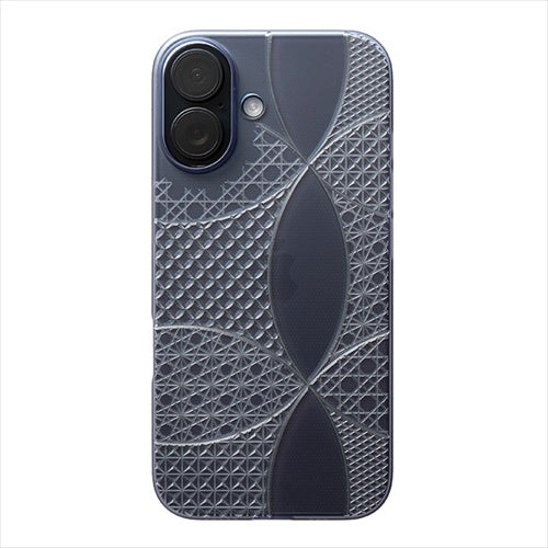 【Web限定】Air Jacket "kiriko" for iPhone 16 千代柄（七宝）(クリアネイビー)