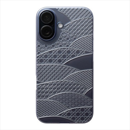 【Web限定】Air Jacket "kiriko" for iPhone 16 千代柄（扇）(クリアネイビー)