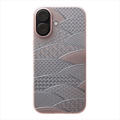 【Web限定】Air Jacket "kiriko" for iPhone 16 千代柄（扇）(クリアピンク)