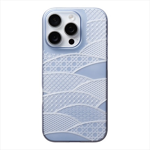 【Web限定】Air Jacket "kiriko" for iPhone 16 Pro 千代柄（扇）(クリアネイビー)