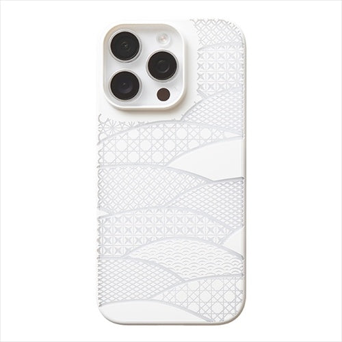 【Web限定】Air Jacket "kiriko" for iPhone 16 Pro 千代柄（扇）(ピュアホワイト)