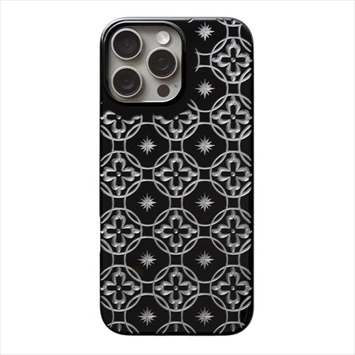 【Web限定】Air Jacket "kiriko" for iPhone 16 Pro Max 七宝に花十字(ピアノブラック)